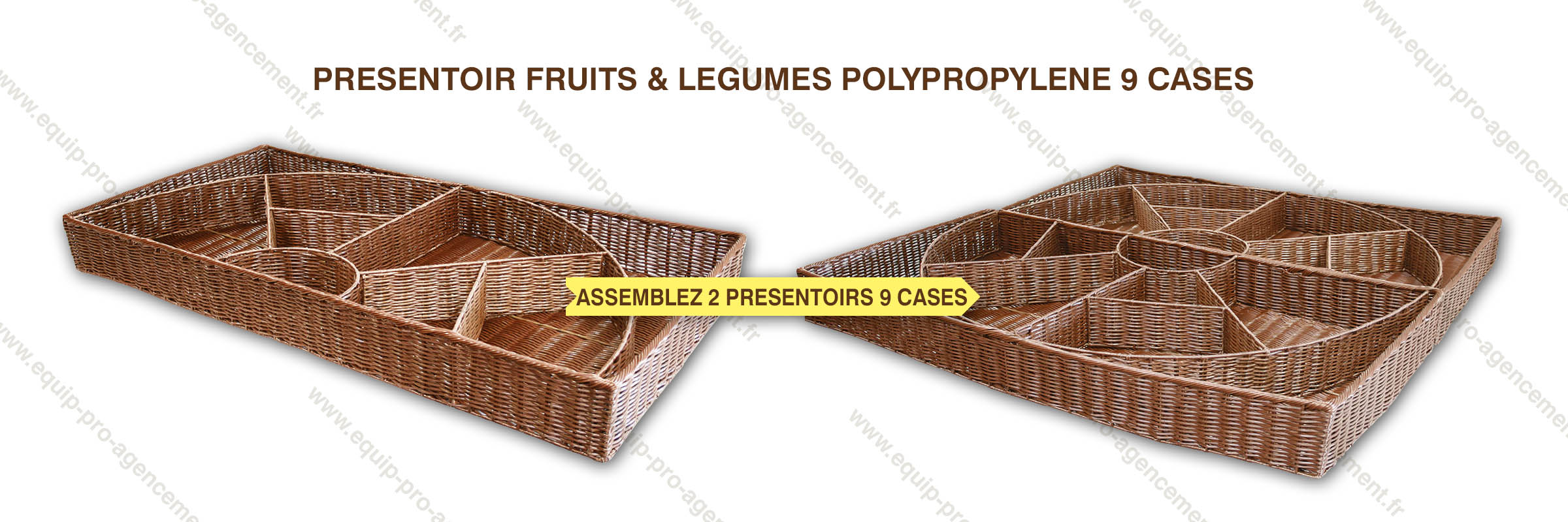 présentoir 9 cases polypropylène imitation osier ton chocolat fruit et légumes