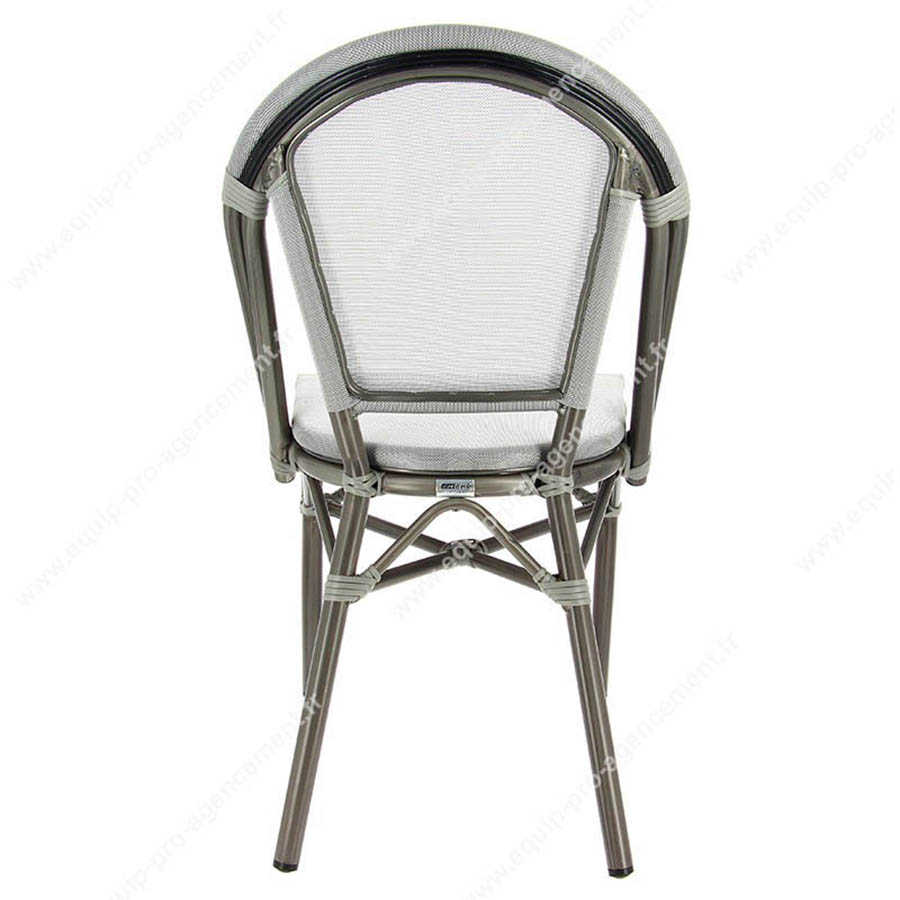 Chaise de terrasse café restaurant modèle Biarritz gris vue de dos