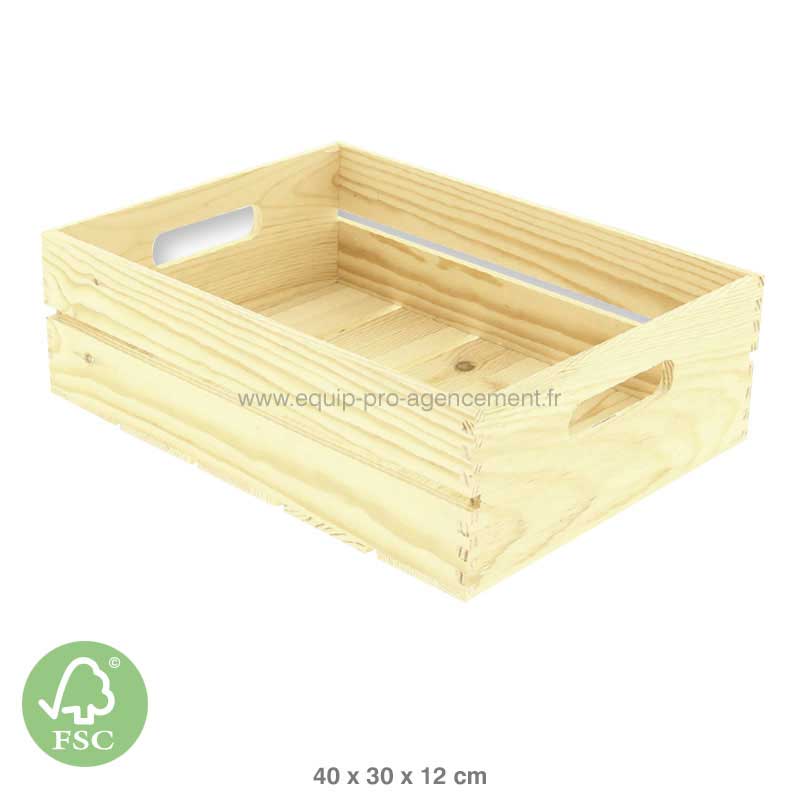 Cagette bois naturel pin 40x30x12