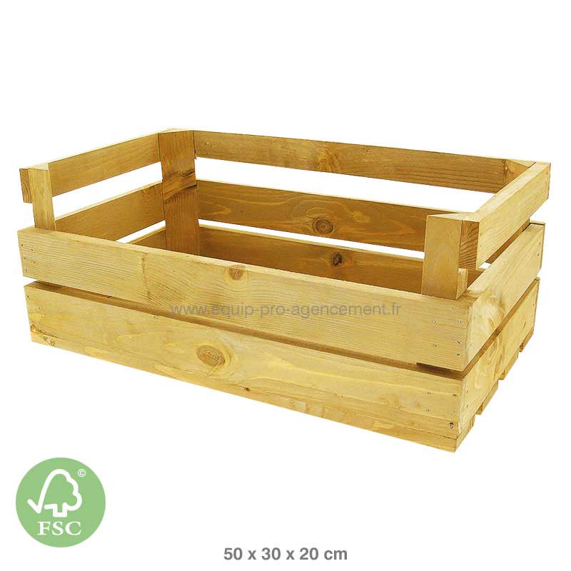 Cagette bois naturel pin ouverte 50x30x20