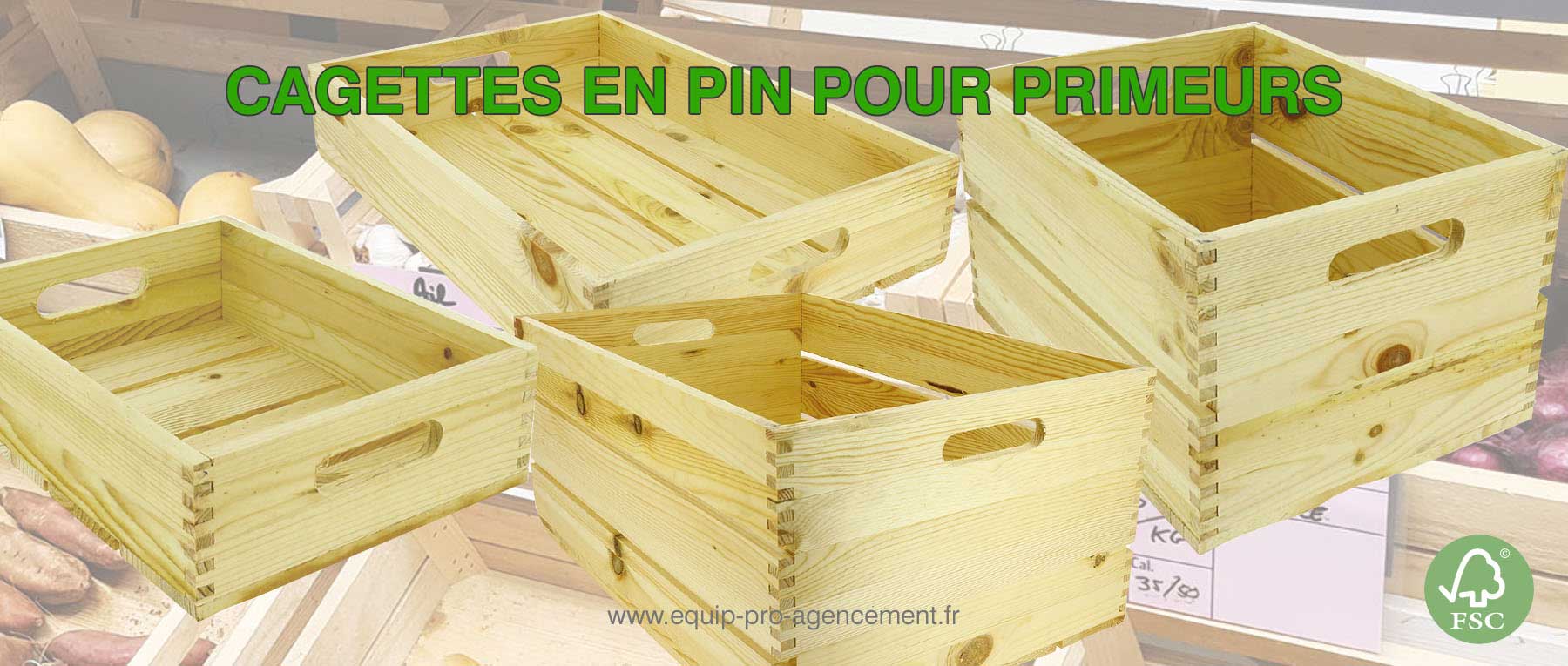 Cagettes Cageots Primeurs en bois naturel