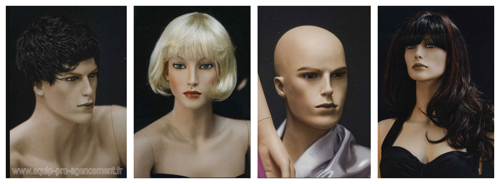 perruques de mannequins hommes et femmes
