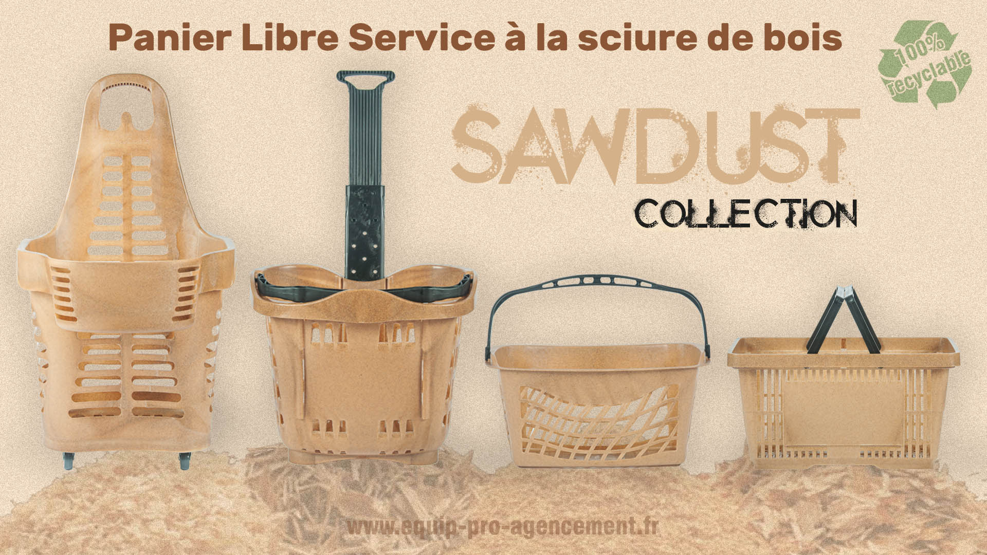 Panier libre-service de magasin à la fibre de bois