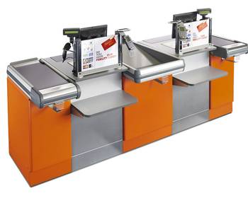 futura Plus, Caisse de sortie, Grande surface, Superette, Agencement de magasin, Gondole de magasin, Mobilier métallique