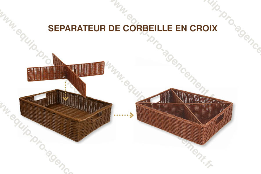 separateur en croix pour corbeille polypropylene imitation osier ton chocolat