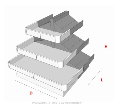 ilot fruits et legumes 3 niveaux pyramidale modulaire