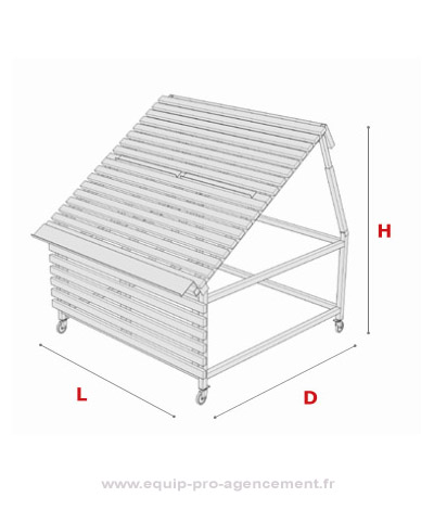 présentoir bois métal inclinable pour exposition fruits et legumes